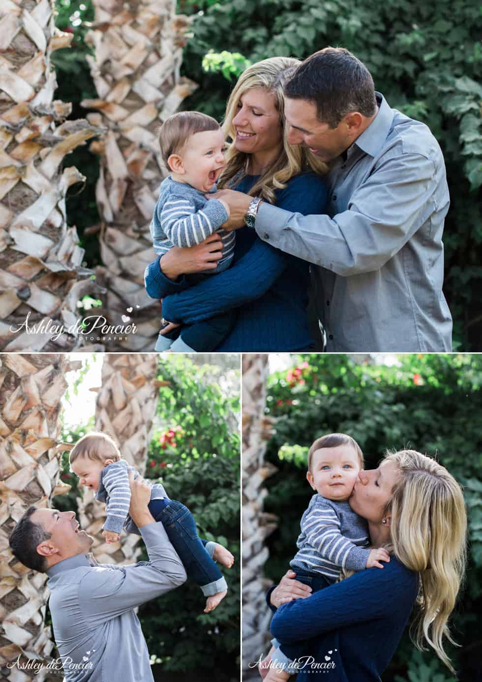 Family of three getting their portraits taken