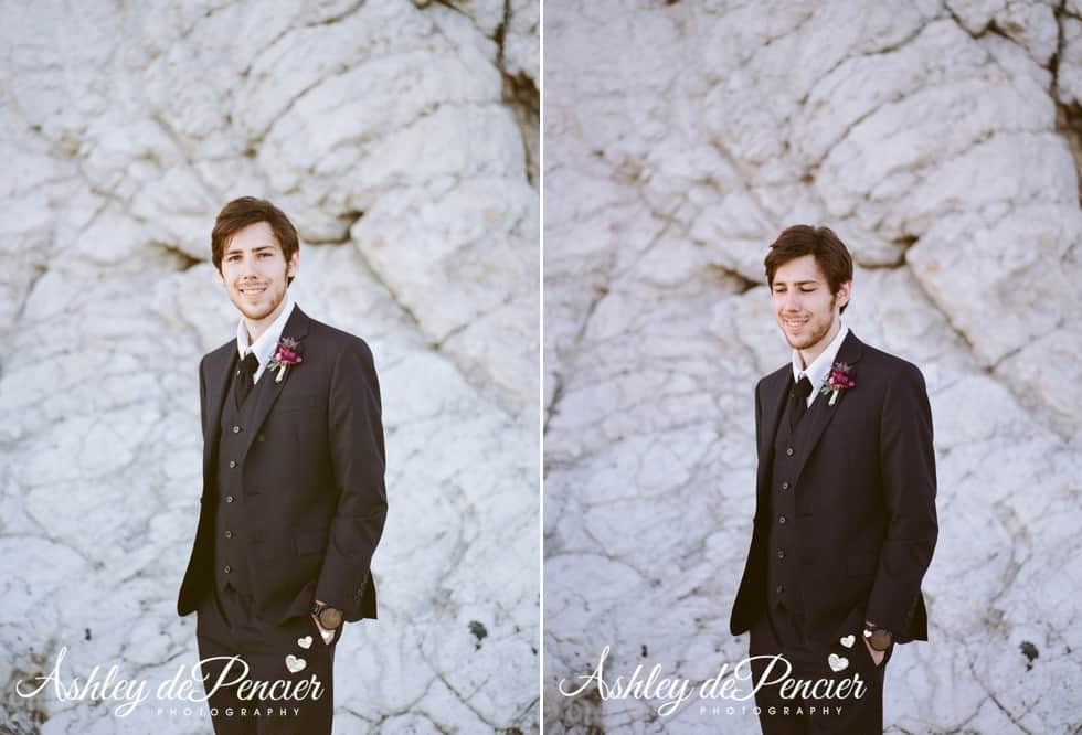 Portrait of a groom taken at the beach