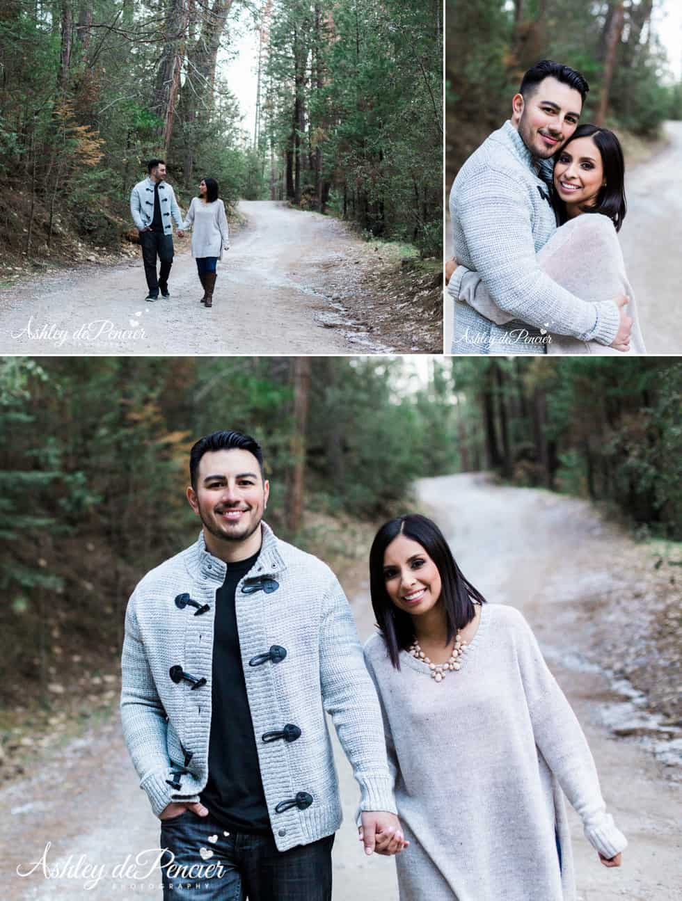 A couple walking down a gravel road