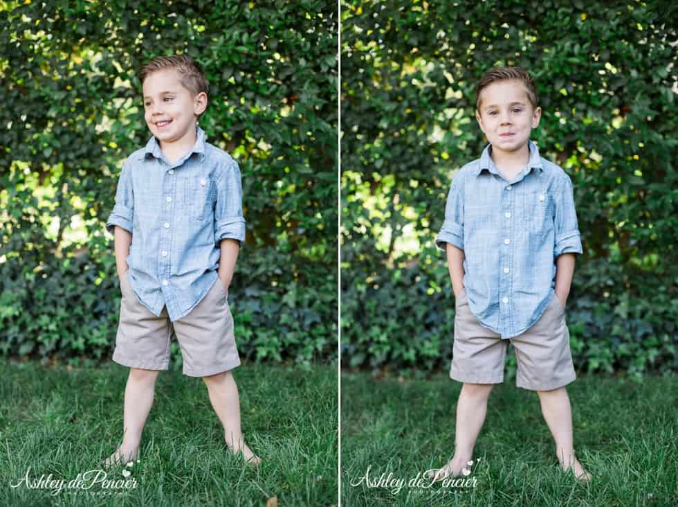 Little boy standing in the grass