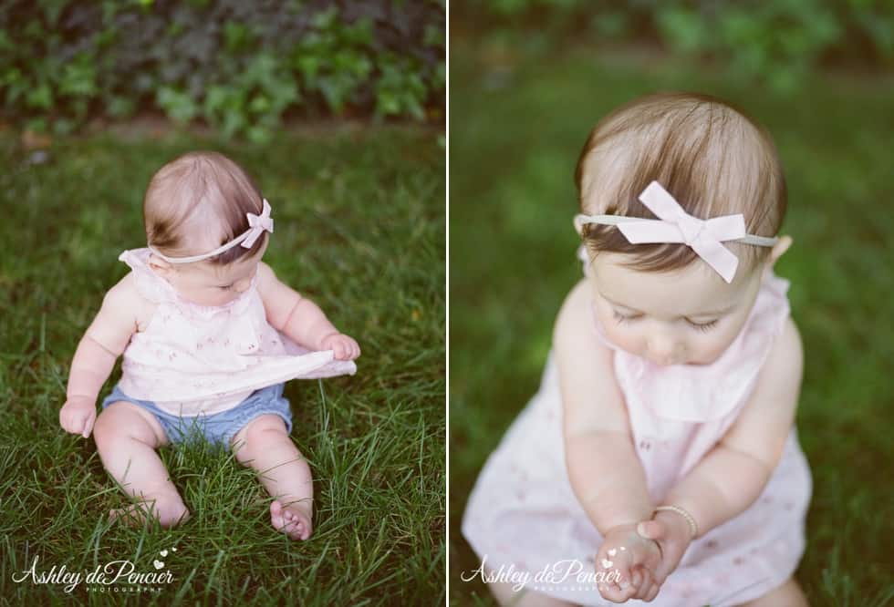 Little girl playing with her dress