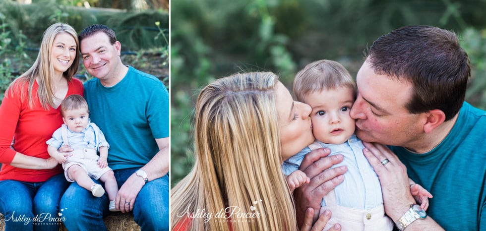 Outdoor portraits of a family of three