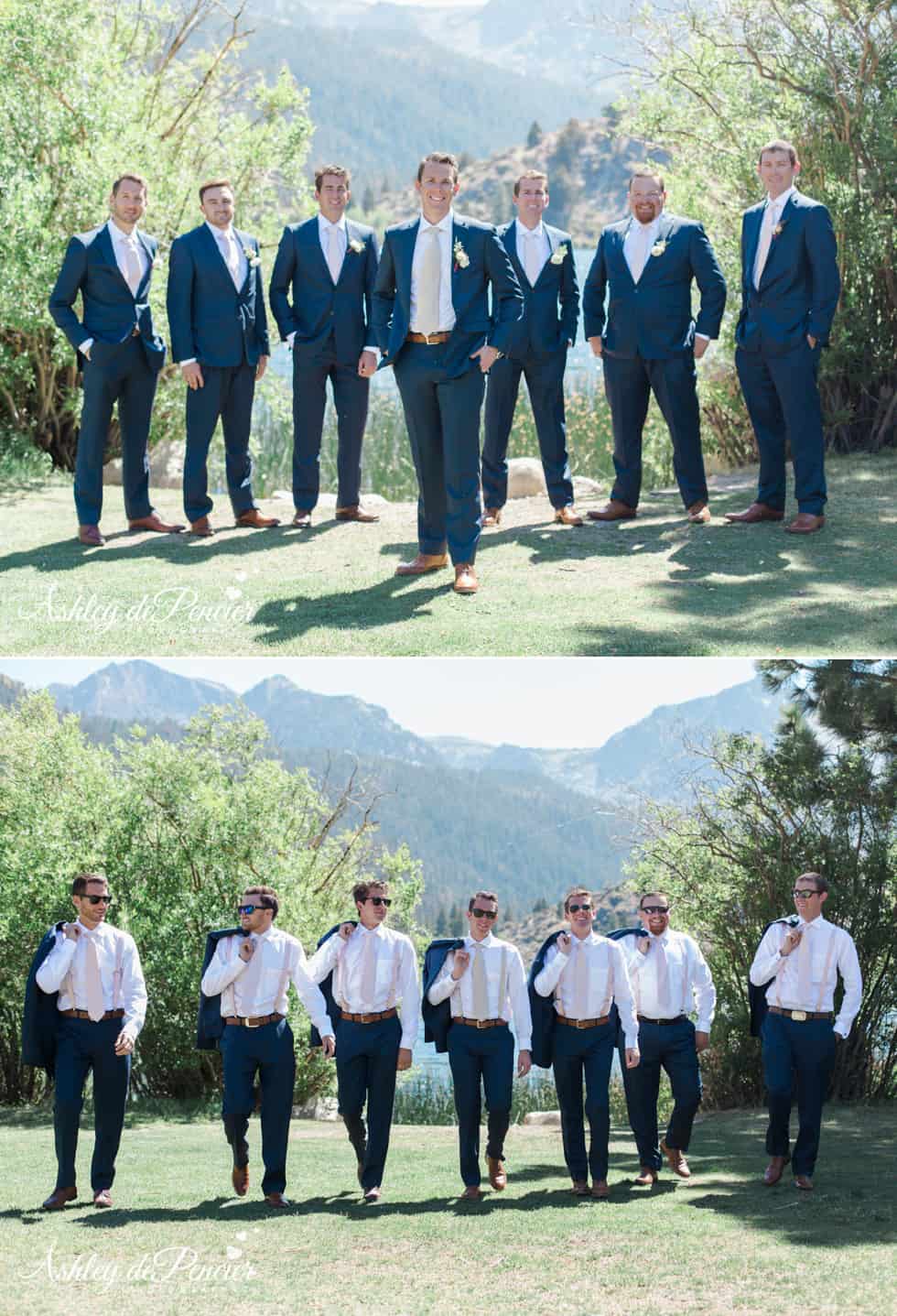 Groomsmen standing at June Lake