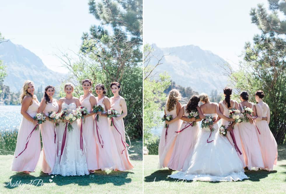 Bridal party portraits by the lake