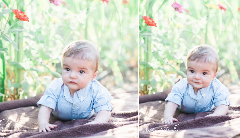 Little boy playing outside