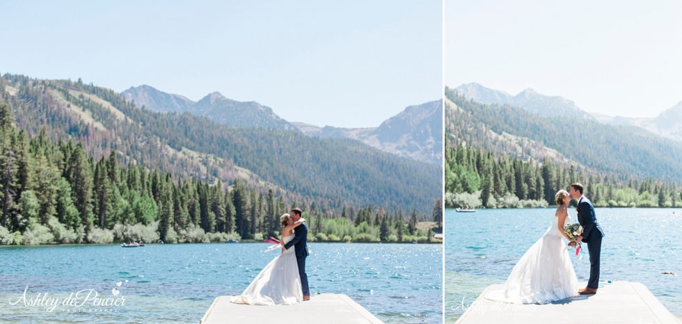 Couple standing by June Lake