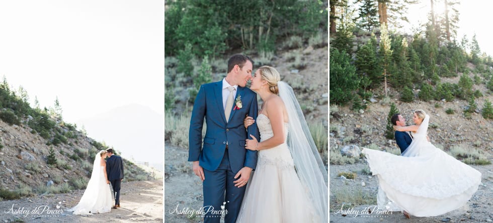 Bride and groom kissing