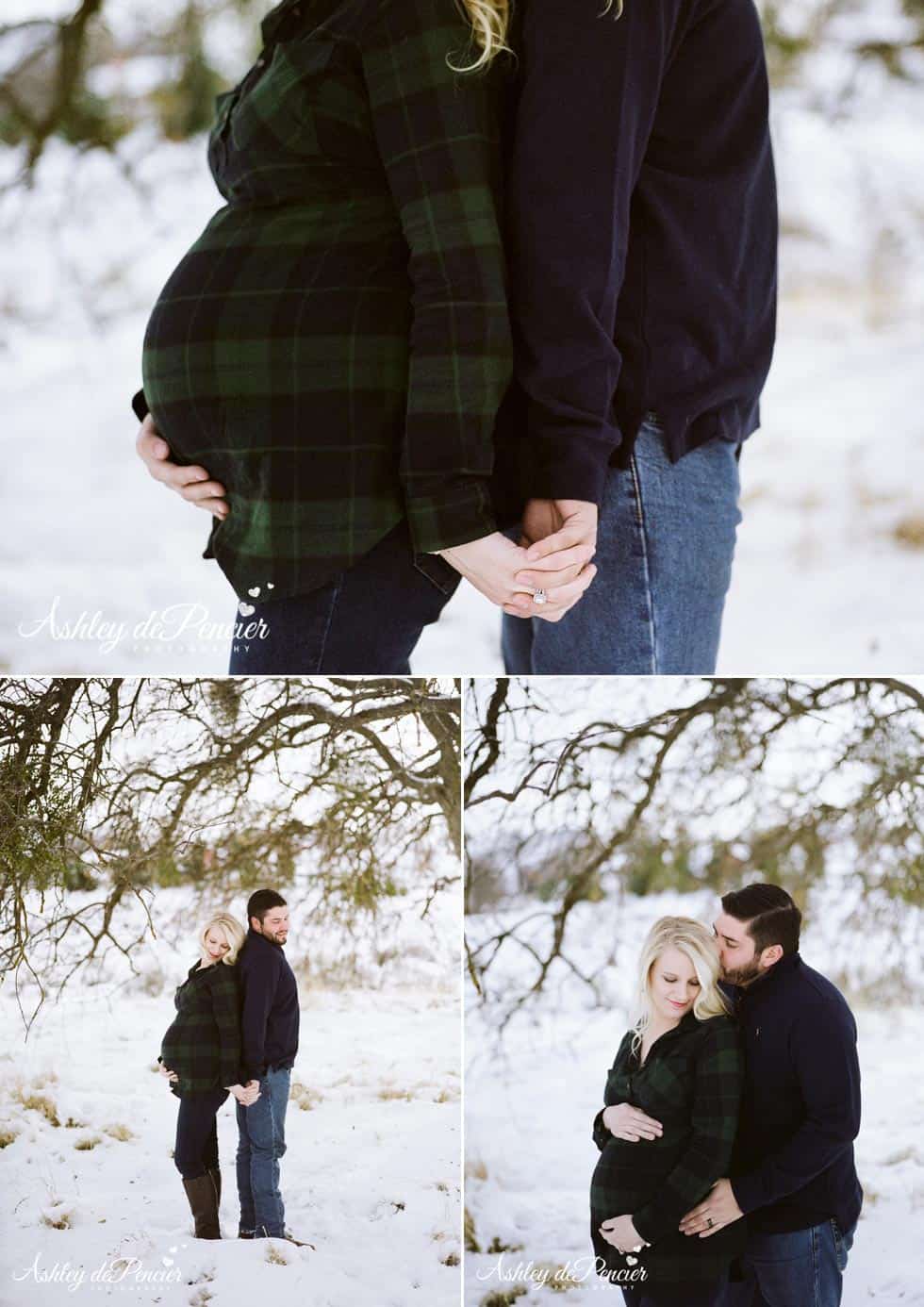 Man and pregnant wife holding hands