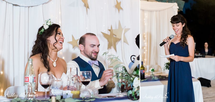 Bride and groom at a wedding reception