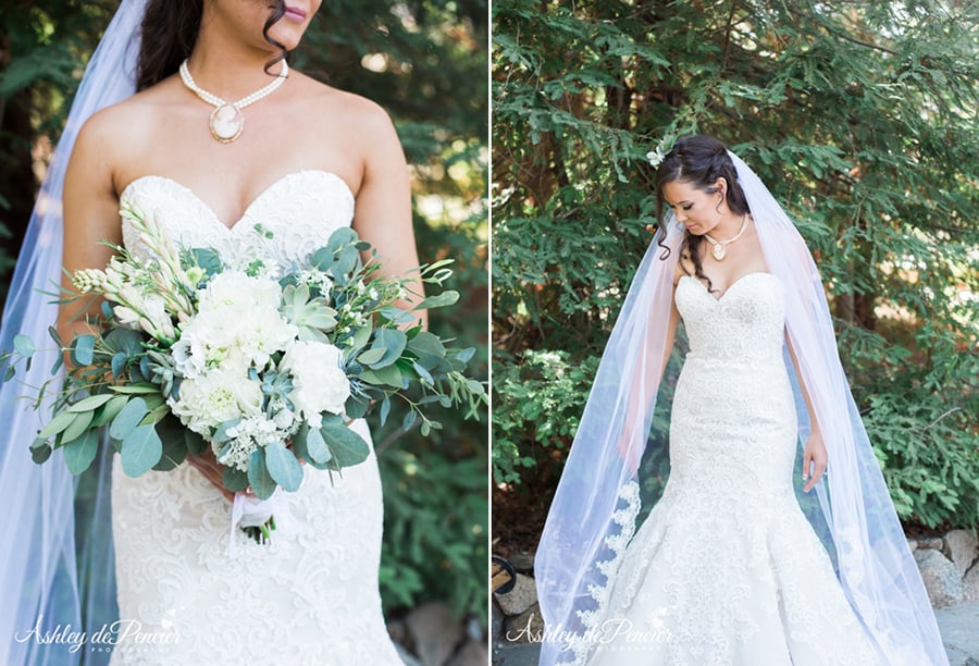 Portraits of a bride and her bouquet