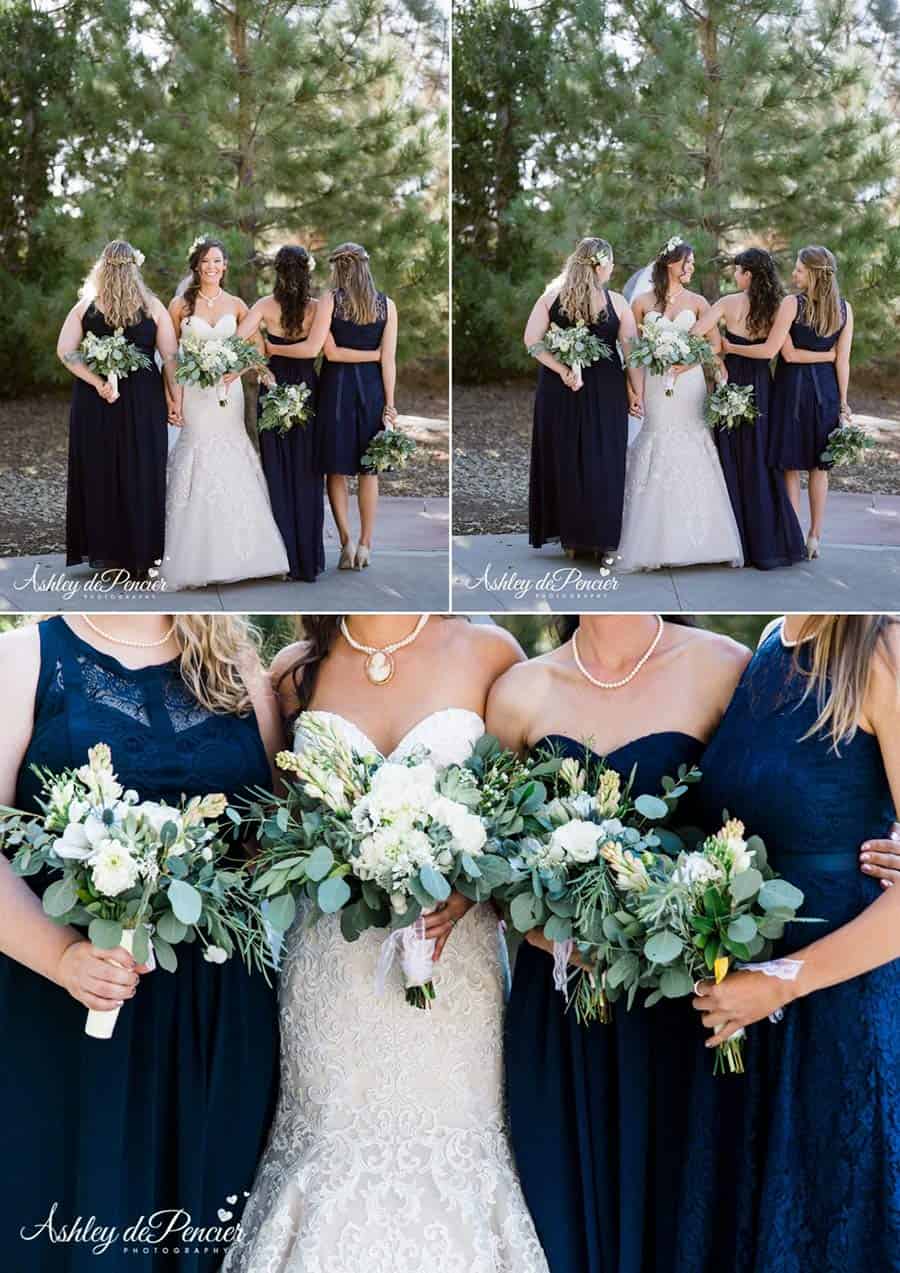 Portraits of a bride and her bridesmaids