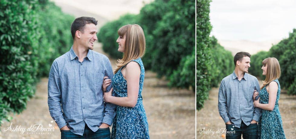 Bride to be holding her fiance's arm