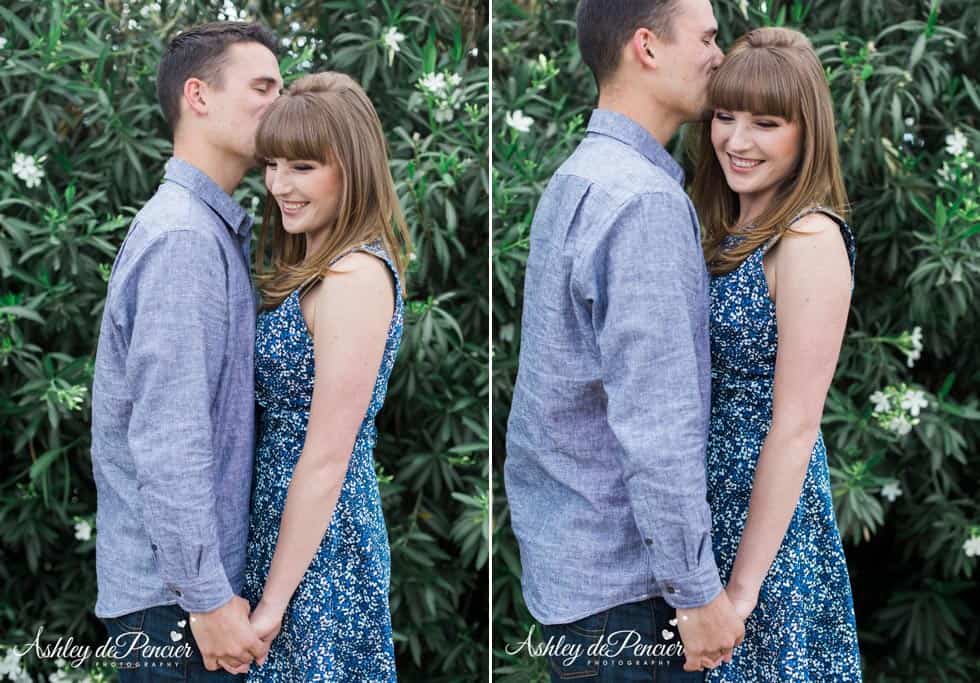 husband to be kissing his fiance